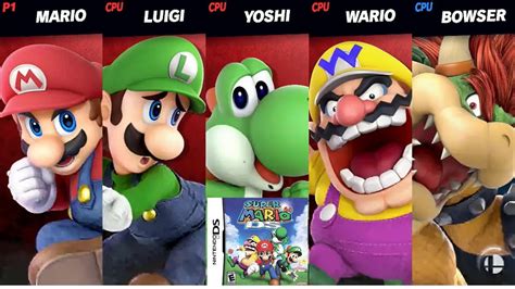Super Smash Bros Ultimate - Mario, Luigi, Yoshi, Wario vs. Bowser (Super Mario 64 DS) - YouTube