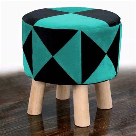 Round Wooden Stool Beige/Black | Dressing table stool | footrest wooden stool – Admin DreamOn