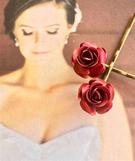 Red Rose Bridal Hair Pins Vintage 1950 1960 Hairpins Bobby | Etsy | Bridal hair pins, Bridal ...