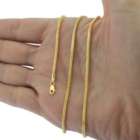 14K Yellow Gold 1.8mm Foxtail Box Franco Wheat Chain Pendant Necklace 14"-24" | eBay