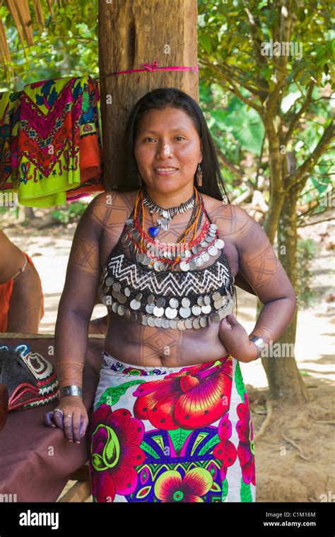 Woman of the Native Indian Embera Tribe, Embera Village, Panama Stock ...