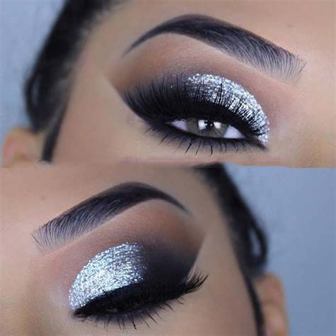 Silver glitter eye makeup | Silver glitter eye makeup, Silver eye ...