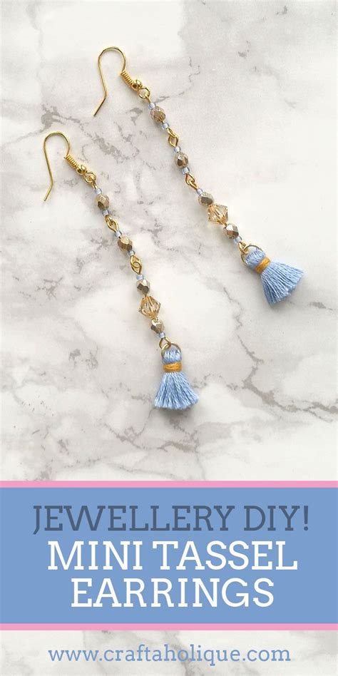 Make these pretty beaded mini tassel earrings in shades of blue and ...