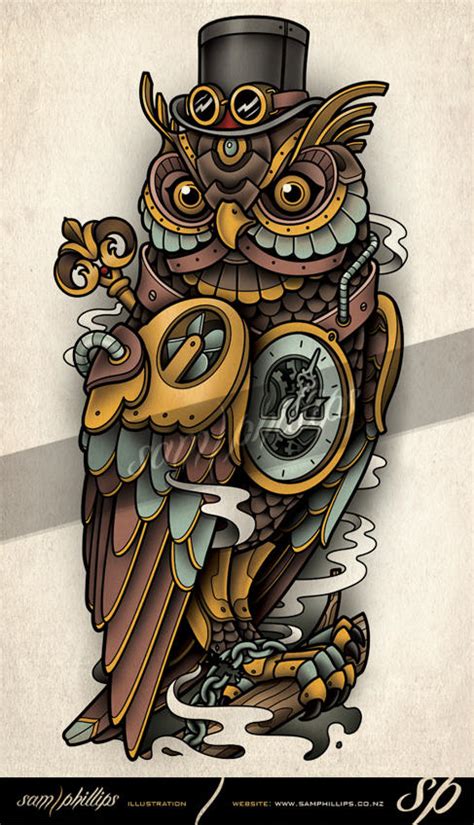 Clockwork Owl Tattoo Steampunk by Sam-Phillips-NZ on DeviantArt