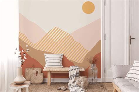 Grand abstract mountain sunrise wall mural – Artofit