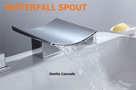 Grop Contemporary Double Handle Waterfall Widespread Bathroom Sink Faucet in Polished Chrome ...