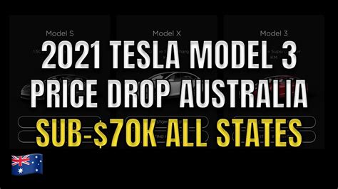 TESLA MODEL 3 PRICE DROP 2021 APRIL AUSTRALIA SR+ Sub $A70k All States - YouTube