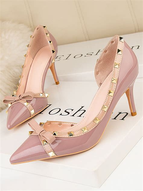 Womens Pink Kitten Heels Stiletto Heel Pointed Toe Pumps Evening Shoes ...