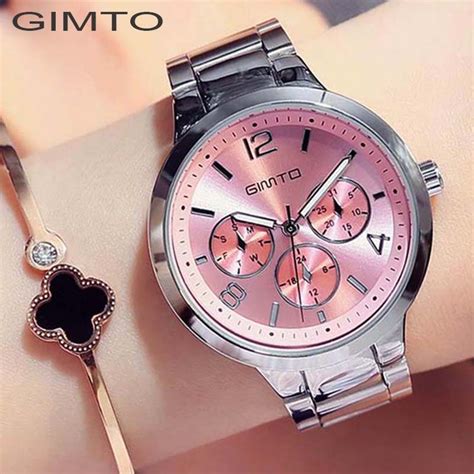 GIMTO Brand Rose Gold Women Watches Business Quartz Ladies Watch Steel Luxury Lovers Bracelet ...