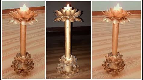 DIY- Lotus Candle Stand | How to make spoon candle stand for diwali decoration| Lotus Candle ...