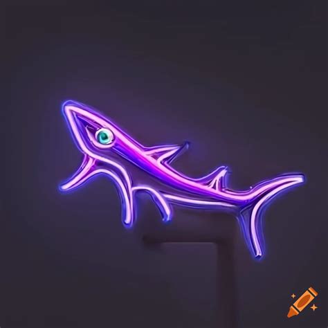 Neon shark logo in hdr