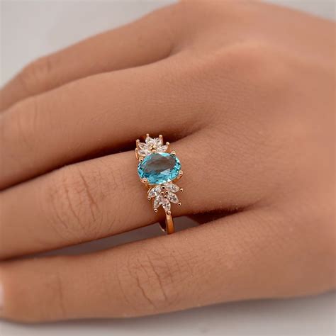 Vintage Aquamarine Engagement Ring Floral Art Deco - Etsy