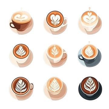 Coffee Latte Art Basic Collection Flat Style, Art, Background, Basic PNG Transparent Image and ...