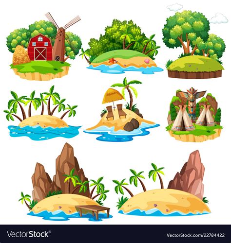 Set of isolated island Royalty Free Vector Image