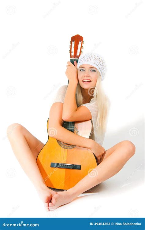 The Image of the Girl with a Guitar Stock Image - Image of girl, musical: 49464353