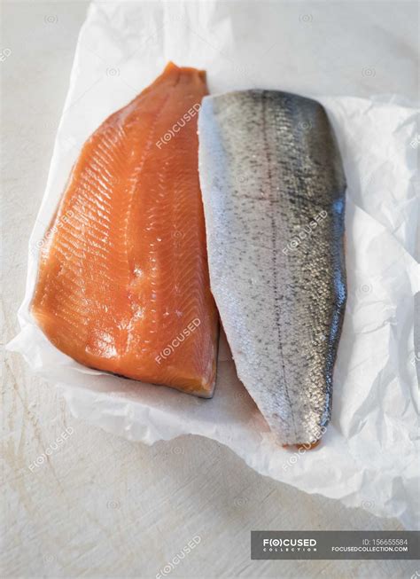 Salmon trout fillets — raw, fish - Stock Photo | #156655584