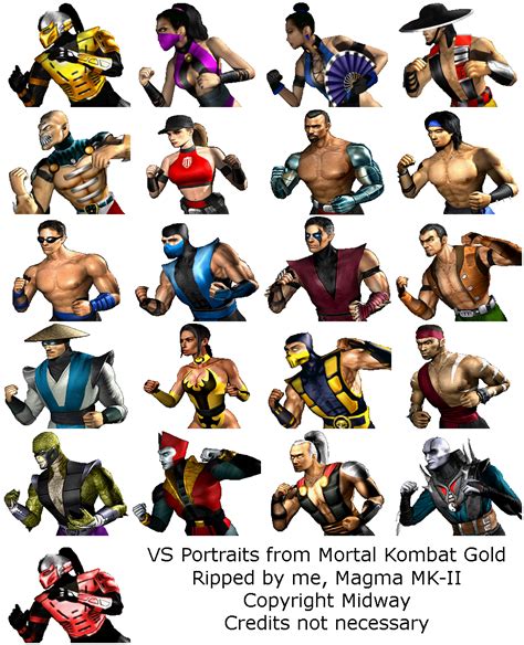 The Spriters Resource - Full Sheet View - Mortal Kombat Gold - VS Portraits