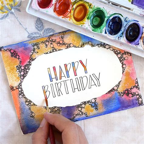 Abstract Bubbles DIY Watercolor Birthday Card Tutorial | Watercolor birthday cards, Watercolor ...