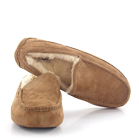 UGG House Slippers Ascot Suede Beige Lamb Fur in Natural for Men - Lyst