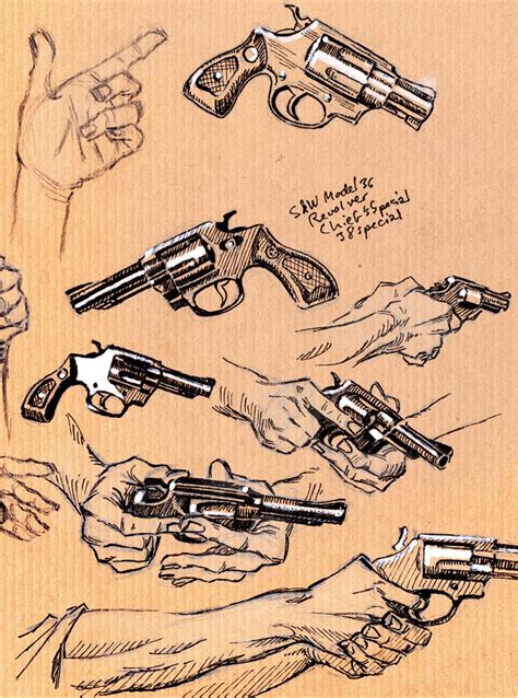 Revolver Drawing Reference and Sketches for Artists