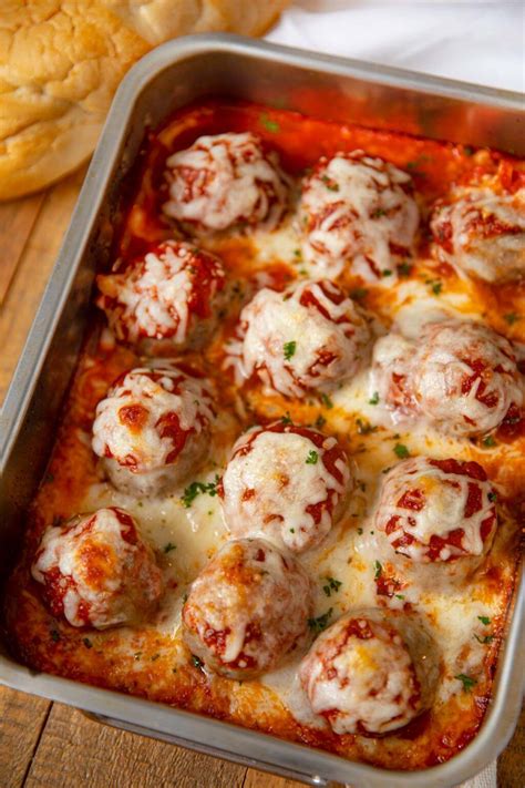 Cheesy Meatball Casserole with homemade meatballs and covered with ...
