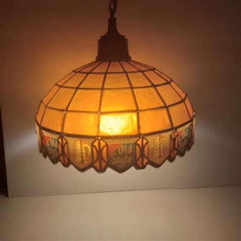 HEILEMAN'S OLD STYLE Beer Hanging "Tiffany" Lamp Light 10" Vintage Bar Man Cave $78.00 - PicClick