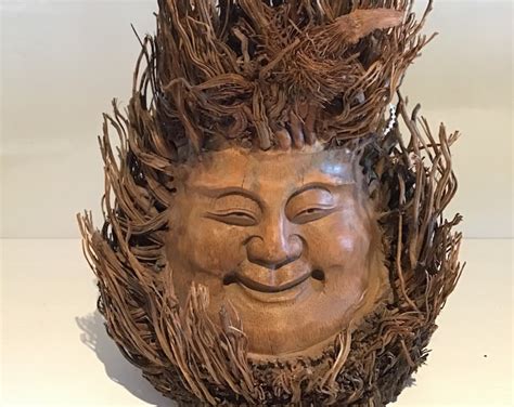 Chinese Bamboo Root Buddha Head - Etsy