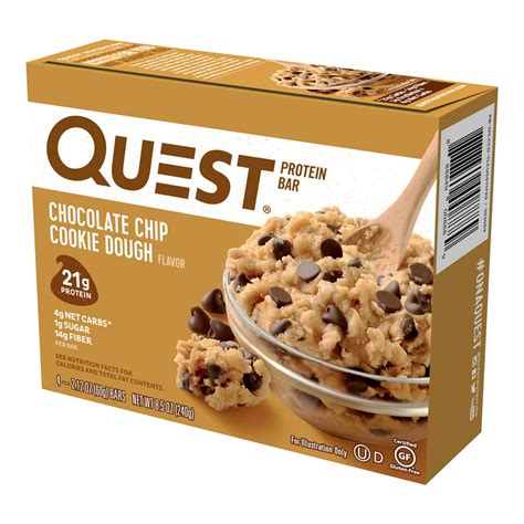 Quest Protein Bar, Chocolate Chip Cookie Dough 4ct - Walmart.com ...