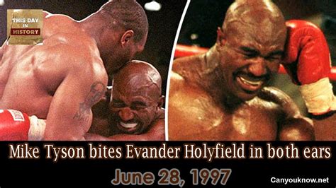 Mike Tyson bites off chunk of Evander Holyfield’s ear in world title fight June 28, 1997 - YouTube