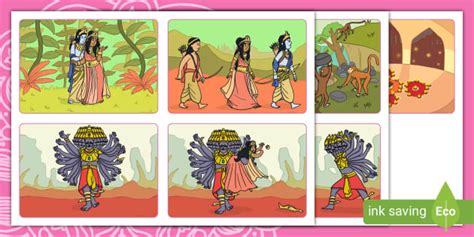 Rama and Sita Story Sequencing Cards (Teacher-Made) - Twinkl