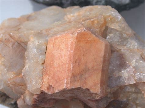Pink K feldspar crystal with quartz. Wimmer Pit, Marathon County, WI ...