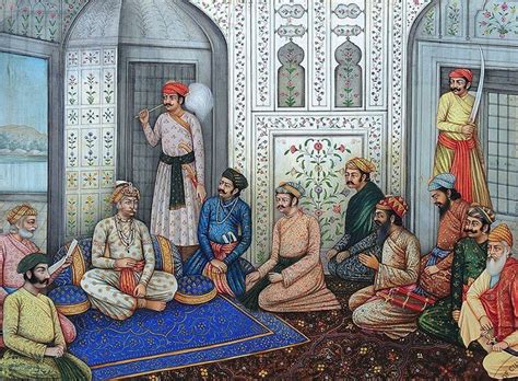 Akbar with his nine courtiers (Navratna) | Mughal paintings, Mughal miniature paintings, Indian ...