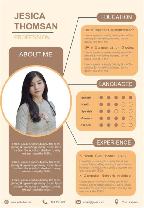 Self Introduction Resume Template Design A4 Format For Job Search ...