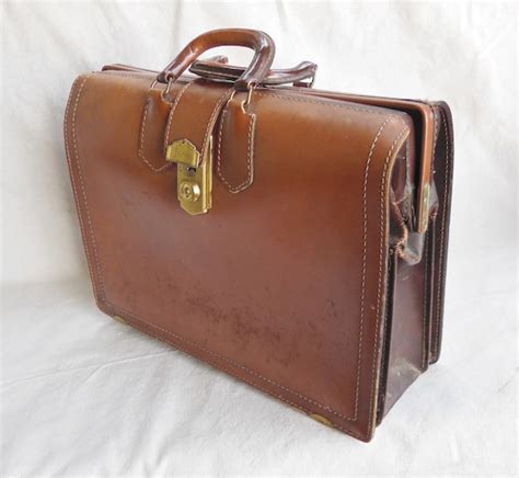 Vintage Leather Briefcase Caramel Chocolate Brown Sturdy | Etsy