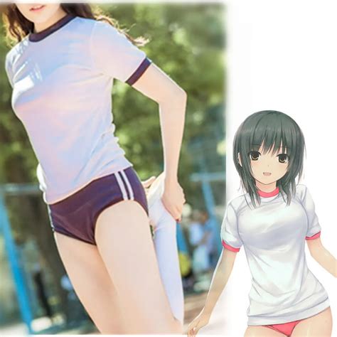 Japanese School Uniform Cosplay Costume Gym Sportwear T short Shorts ...