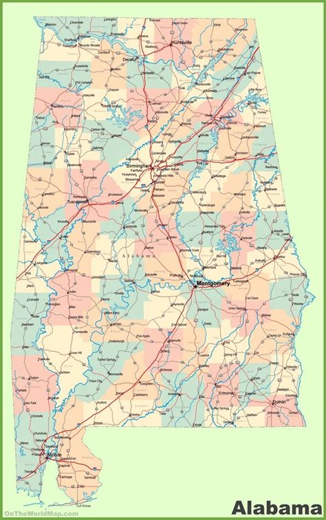 Large detailed map of Alabama | Poster pictures, Detailed map, Alabama