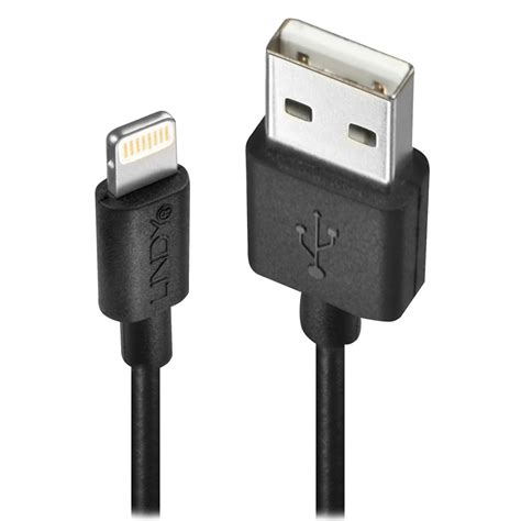 3m USB to Lightning Cable, Black - from LINDY UK