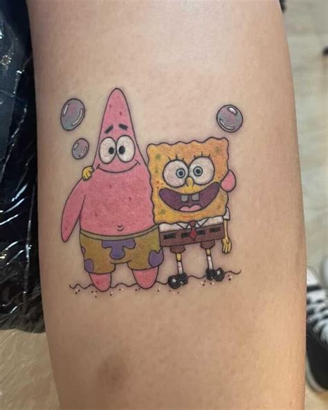 Spongebob And Patrick Tattoo by @allanaink - Tattoogrid.net