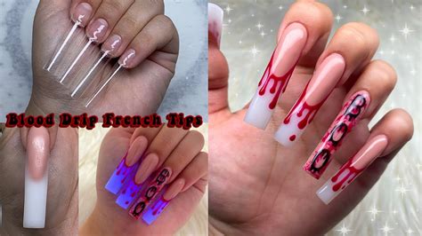 BLOOD DRIP HALLOWEEN NAILS + GLOW IN THE DARK FRENCH TIPS! MAKARTT ...