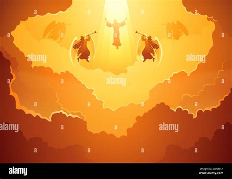 Biblical silhouette illustration series, God in the open sky, the ...