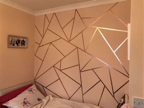 Rose gold washi Tape geometric wall design | Washi tape wall decor, Bedroom wall paint, Wall ...