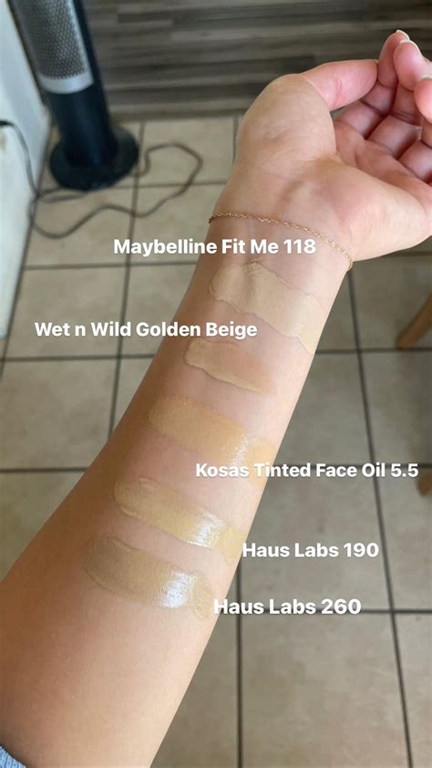 Foundation Swatches (Maybelline, Kosas, Haus Labs, wet n Wild) : r/OliveMUA