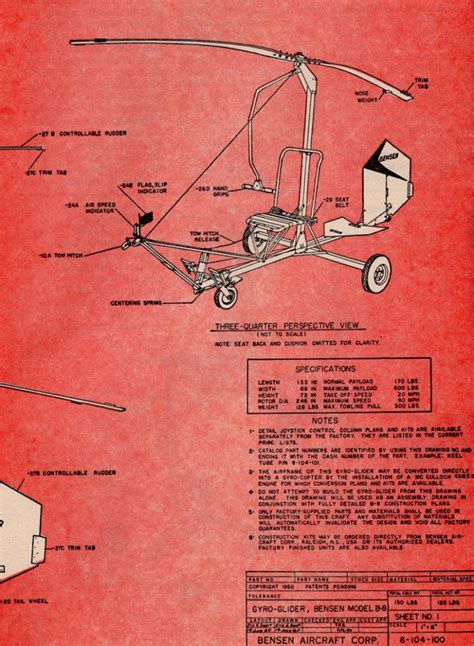 bensen gyrocopter plans set three | Vintage aircraft, Aircraft ...