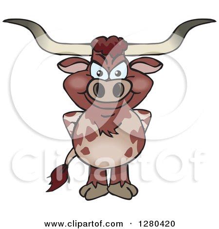 Clipart of a Happy Longhorn Bull Standing - Royalty Free Vector ...