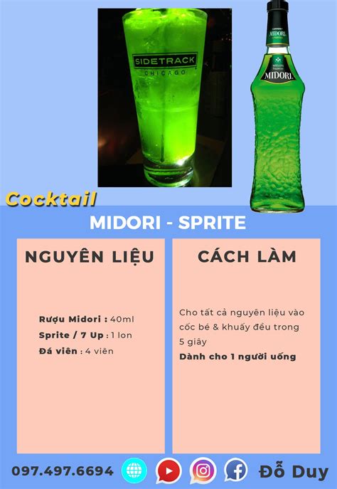 Midori Sprite | Đồ uống, Thức uống có cồn, Công thức cocktail