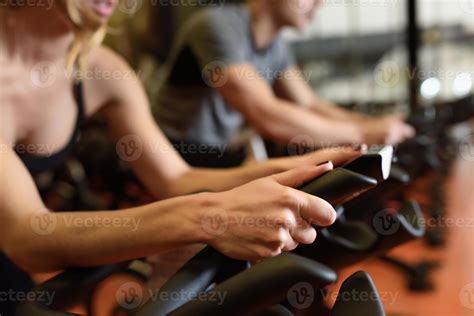 Couple in a spinning class wearing sportswear. 4675071 Stock Photo at ...