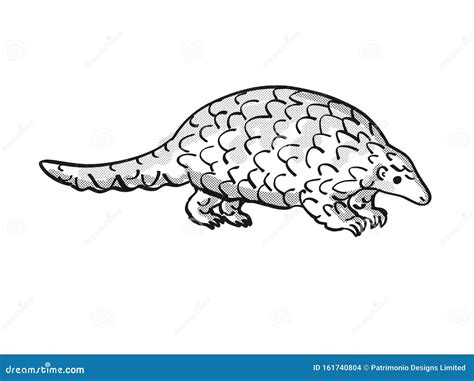 Ground Pangolin or Smutsia Temminckii Endangered Wildlife Cartoon Mono ...