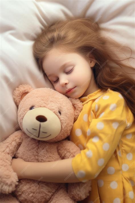 Premium AI Image | Little Caucasian Girl Sleeping Peacefully with Her ...