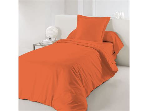 Housse de couette orange 140 x 200 cm 100% coton pour lit 1 place - Conforama