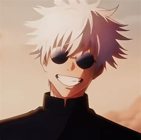 an anime character with white hair and sunglasses